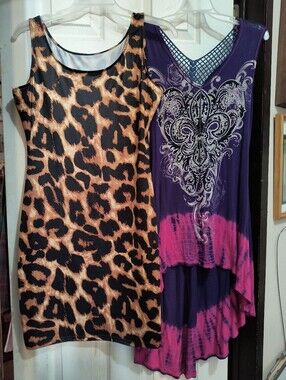 Lot of 2 Sleeveless Polyester Summer Dresses Large